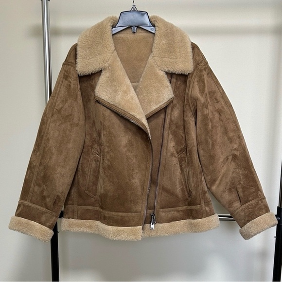 Mango Brown Shearling Jacket - Picture 4 of 6
